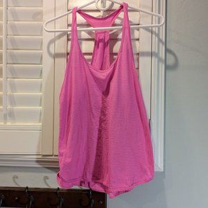 Lululemon pink striped openback workout tank with adorable scalloped edges